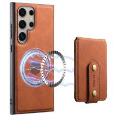 DENIOR - DENIOR D14 Samsung Galaxy S23 Ultra Magnetiskt Fodral PU+PC+TPU Brun