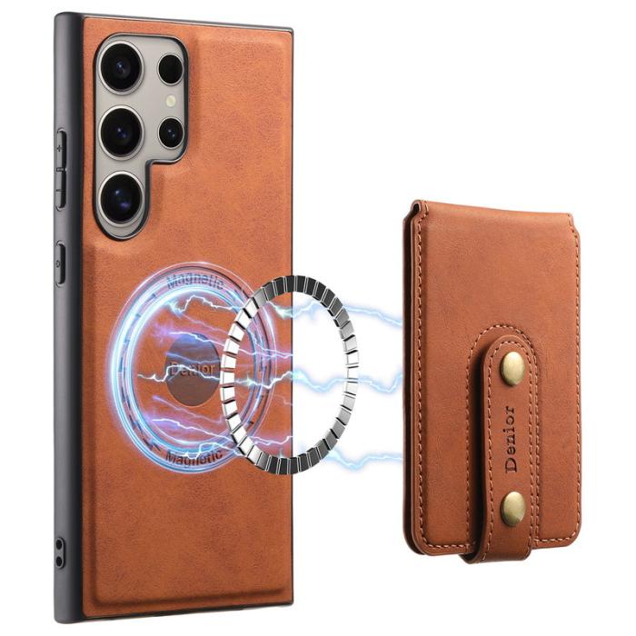 DENIOR - DENIOR D14 Samsung Galaxy S23 Ultra Magnetiskt Fodral PU+PC+TPU Brun