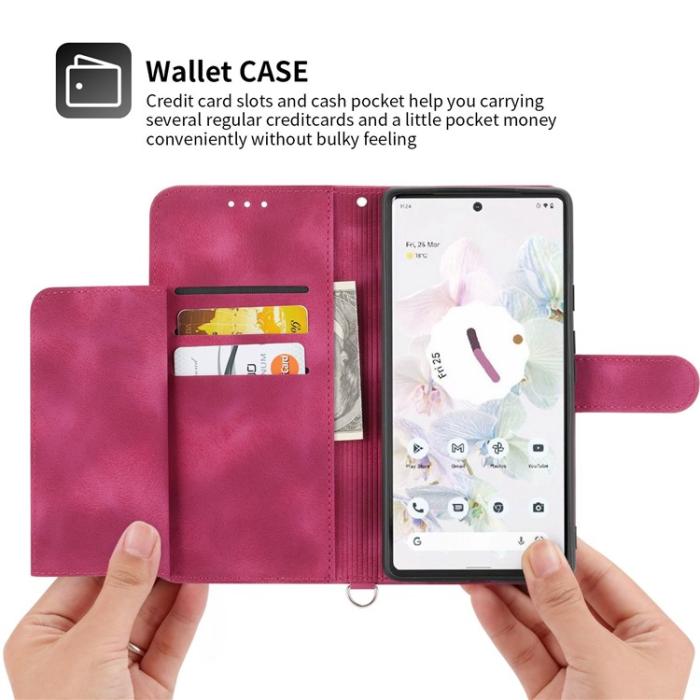 A-One Brand - Google Pixel 7 Pro Plånboksfodral Imprinted Flower - Vinröd