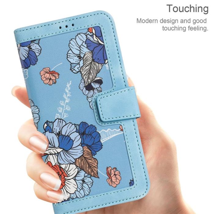 OEM - iPhone 15 Pro Plånboksfodral Flower Pattern - Ljusblå