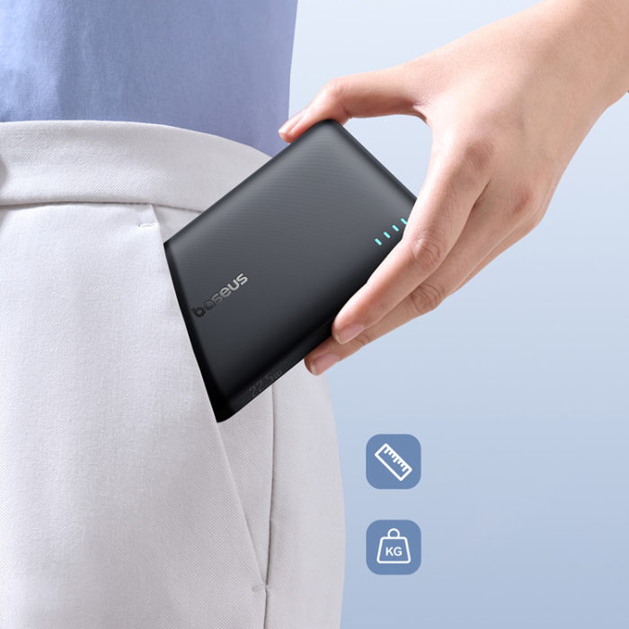 BASEUS - Baseus Powerbank 10000 mAh 22.5W USB-C USB-A - Svart