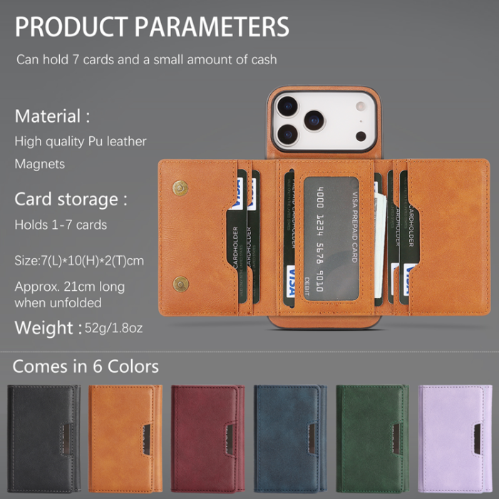 A-One Brand - iPhone 17 Pro Max Mobilskal MagSafe Kickstand Tri-fold Korthållare