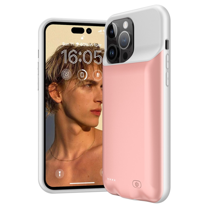 A-One Brand - iPhone 15 Pro Batteriskal 7000mAh - Rosa