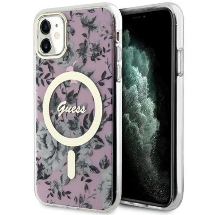 Guess - Guess iPhone 11/XR Mobilskal Magsafe Flower - Rosa