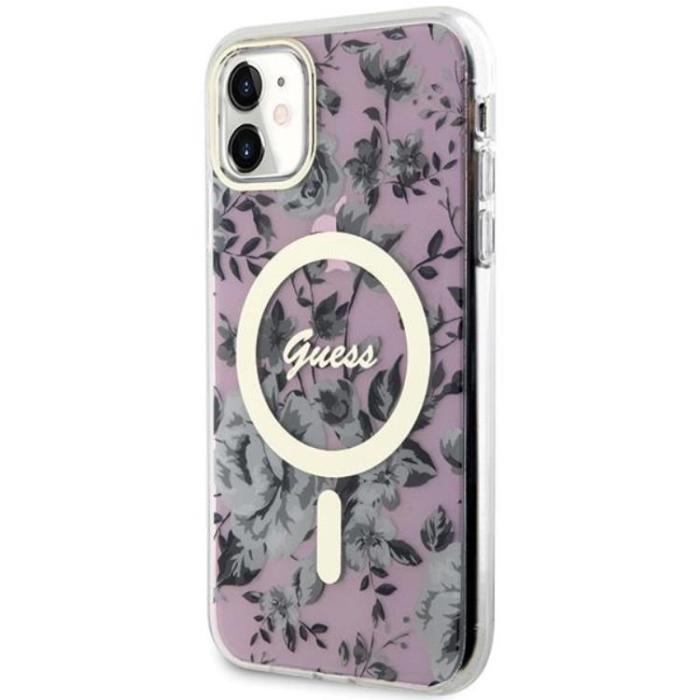 Guess - Guess iPhone 11/XR Mobilskal Magsafe Flower - Rosa