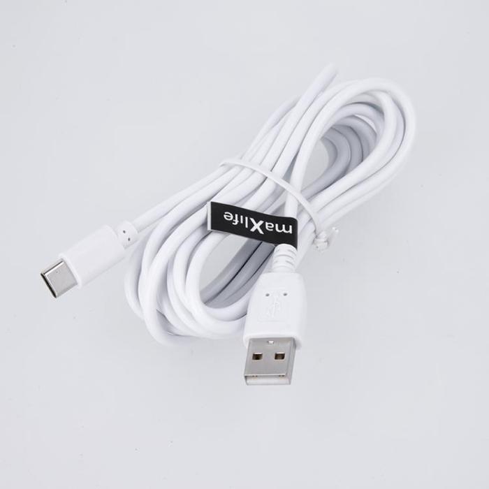 Maxlife - Maxlife USB-A Till USB-C Kabel 3m 2A - Vit