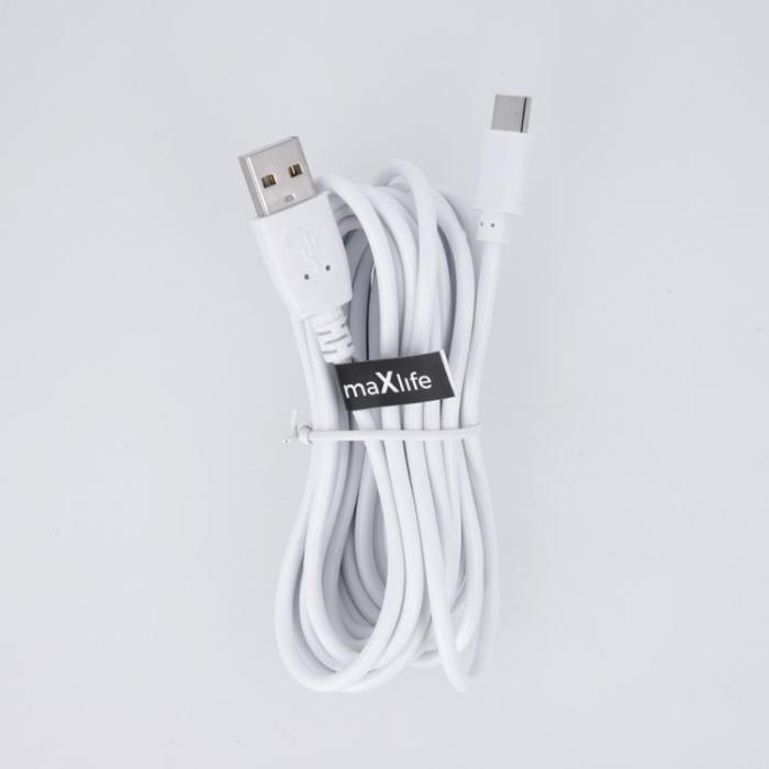 Maxlife - Maxlife USB-A Till USB-C Kabel 3m 2A - Vit