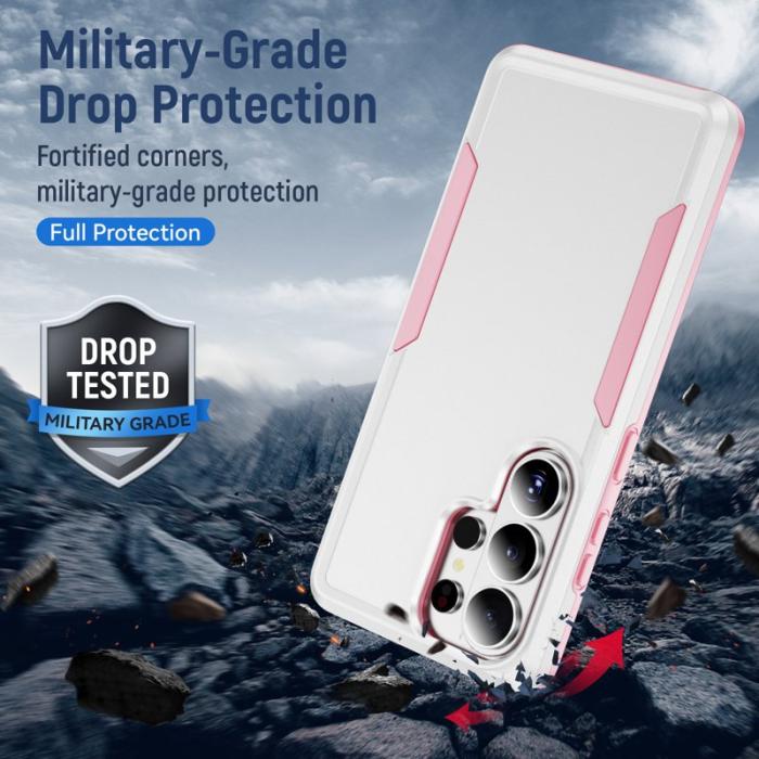 OEM - Mobilskal för Samsung Galaxy S26 Ultra PC + TPU Militärklass - Vit + Rosa