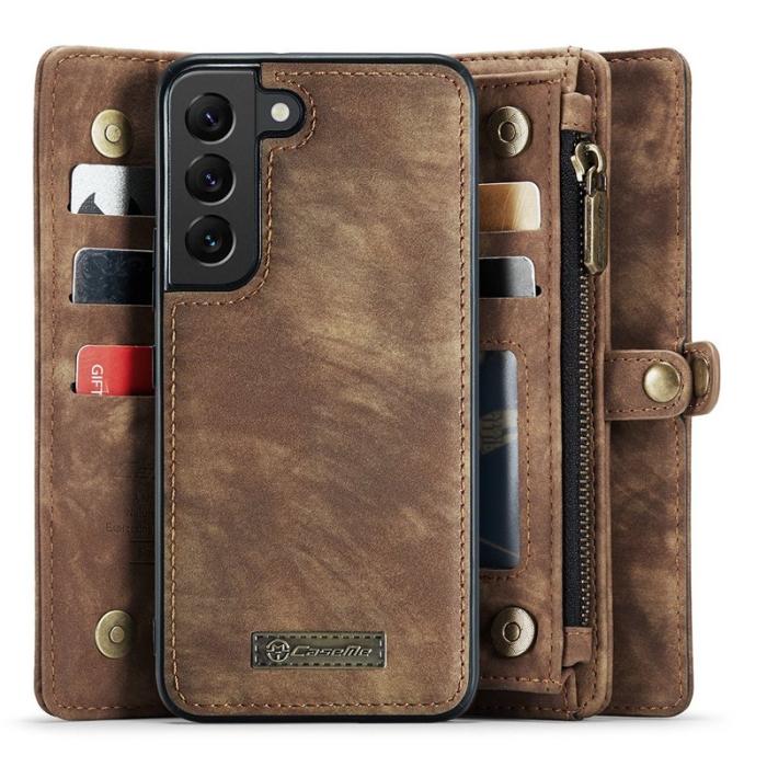Caseme - CASEME 008 Series Samsung Galaxy S21 Konstläder Plånboksfodral Magnetisk Brun