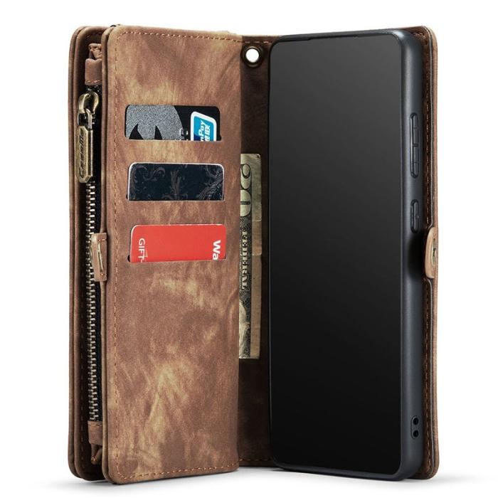 Caseme - CASEME 008 Series Samsung Galaxy S21 Konstläder Plånboksfodral Magnetisk Brun
