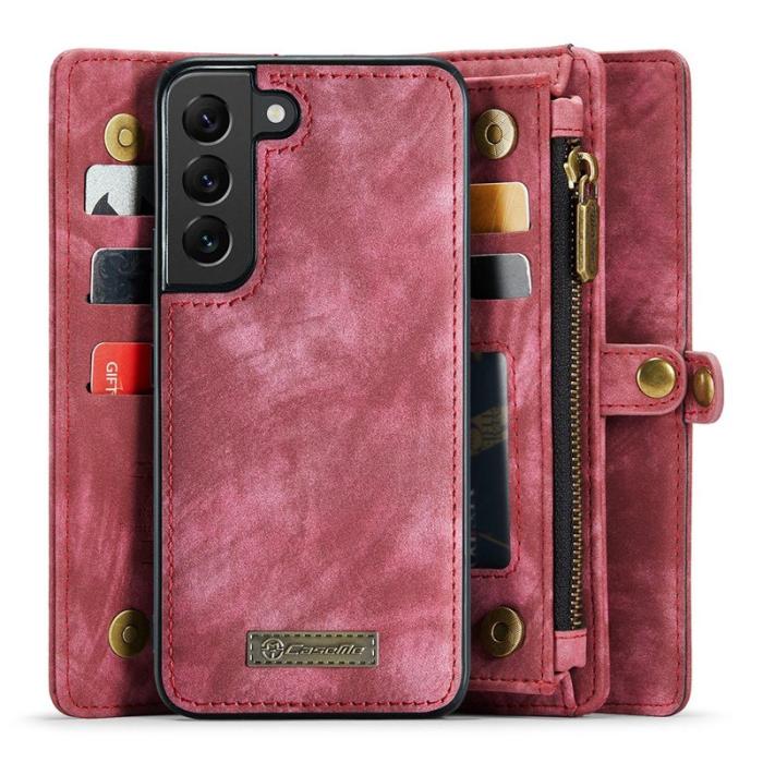 Caseme - CASEME 008 Series Samsung Galaxy S21 Konstläder Plånboksfodral Röd