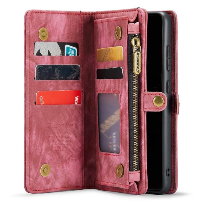 Caseme - CASEME 008 Series Samsung Galaxy S21 Konstläder Plånboksfodral Röd