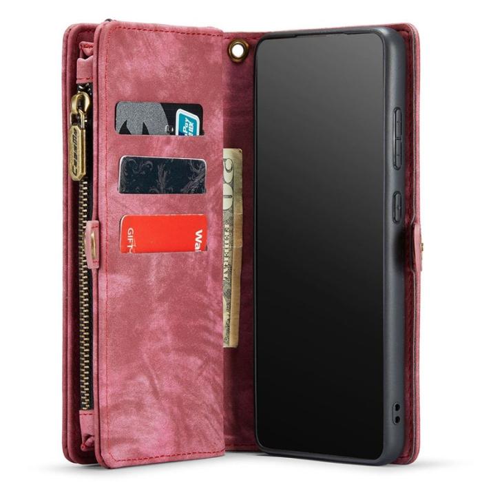 Caseme - CASEME 008 Series Samsung Galaxy S21 Konstläder Plånboksfodral Röd