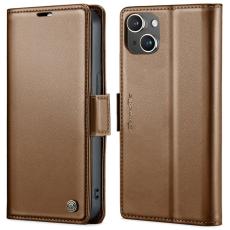 Caseme - CASEME Pl&aring;nboksfodral Konstl&auml;der f&ouml;r iPhone 13 RFID-Skydd - Brun
