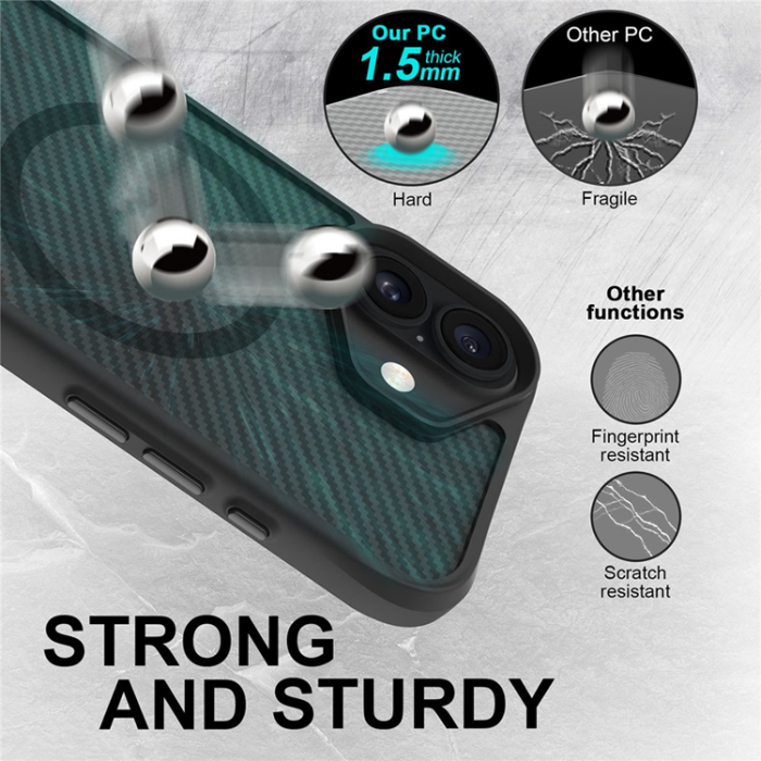 A-One Brand - iPhone 17 Mobilskal MagSafe Carbon Fiber Texture - Svart