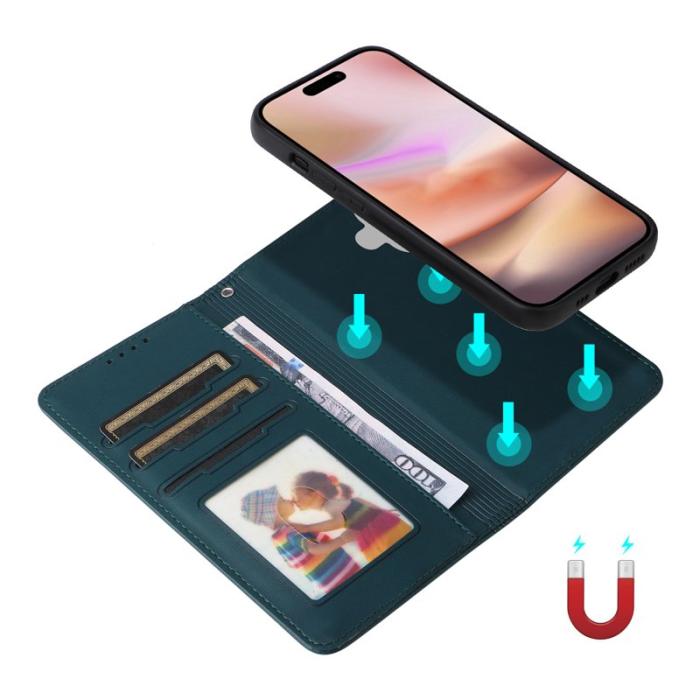BETOPNICE - BETOPNICE iPhone 16 Plus Plånboksfodral Magnetiskt Konstläder - Blå