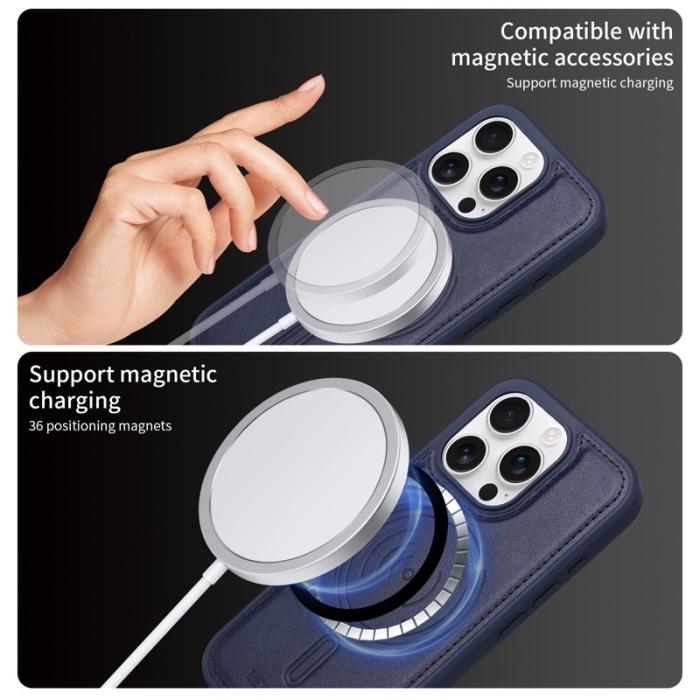 BETOPNICE - BETOPNICE iPhone 16 Pro Fodral KonstLäder - Blå