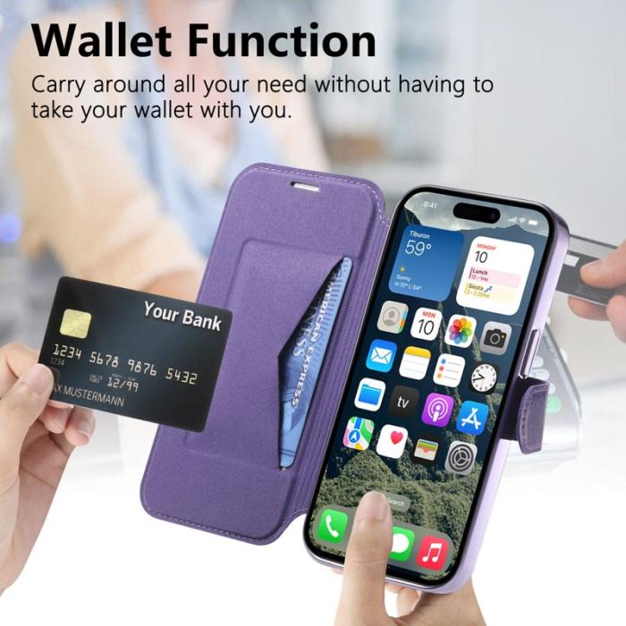 CASENEO - CASENEO iPhone 16 Pro Fodral TPU Inner Shell - KonstLäder - Lila