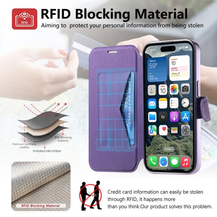 CASENEO - CASENEO iPhone 16 Pro Fodral TPU Inner Shell - KonstLäder - Lila