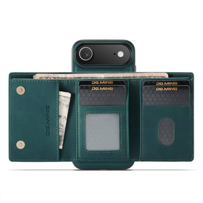 DG.MING - DG.MING iPhone Air Konstläder Plånboksfodral Kickstand Grön