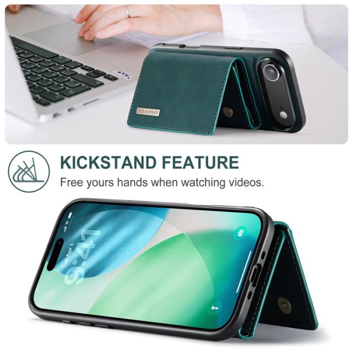 DG.MING - DG.MING iPhone Air Konstläder Plånboksfodral Kickstand Grön
