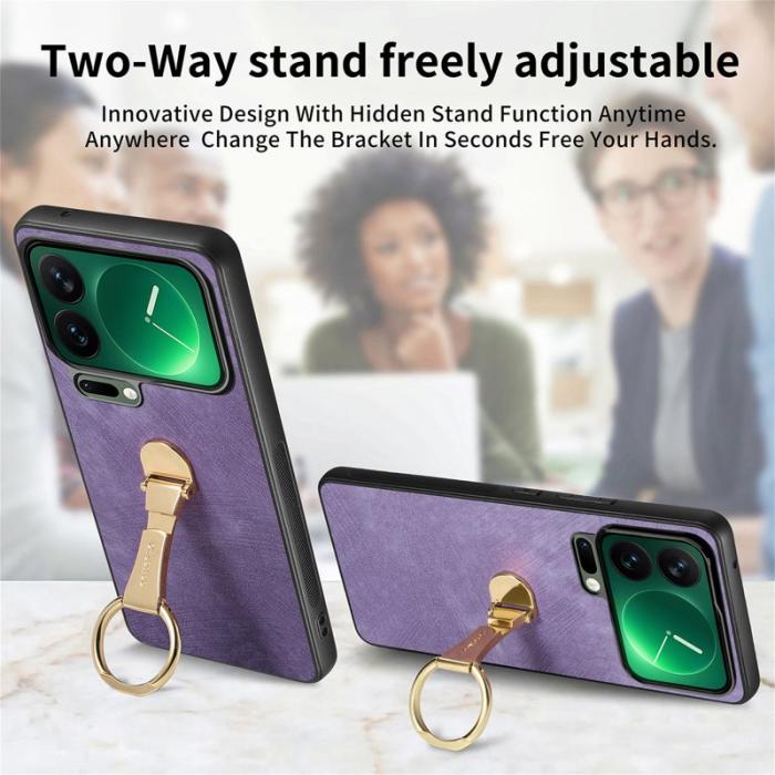 CASENEO - CASENEO Xiaomi 17 Pro Fodral - Fällbart Kickstand Retro Konstläder - Lila