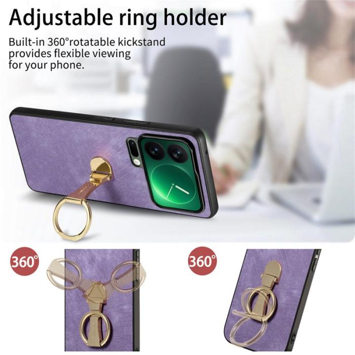 CASENEO - CASENEO Xiaomi 17 Pro Fodral - Fällbart Kickstand Retro Konstläder - Lila