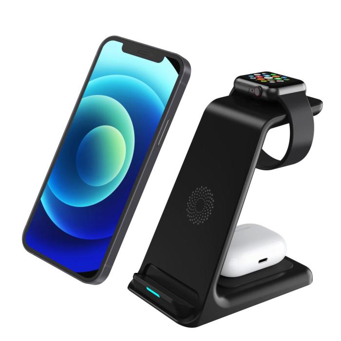 SiGN - SiGN 3in1 15W Trådlös laddare iPhone - Apple Watch - AirPods - Svart