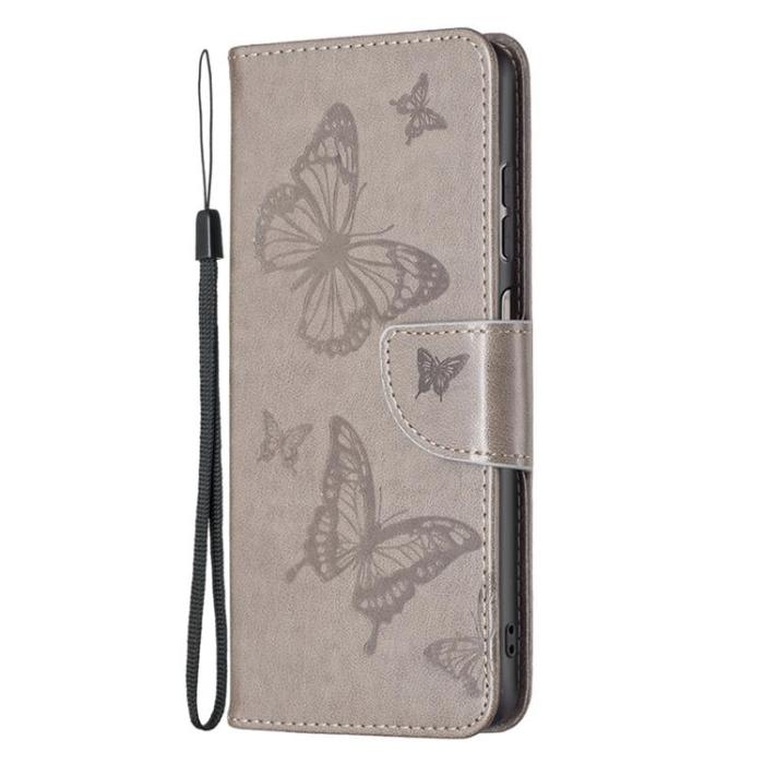 A-One Brand - Butterfly Imprinted Plånboksfodral Galaxy A13 4G - Grå
