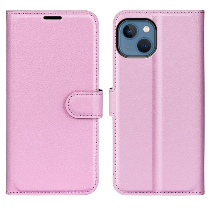 OEM - Litchi Flip iPhone 14 Plus Plånboksfodral - LjusRosa