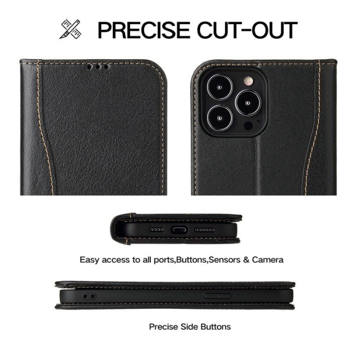 FIERRE SHANN - FIERRE SHANN iPhone 14 Pro Max Fodral KonstLäder - Svart