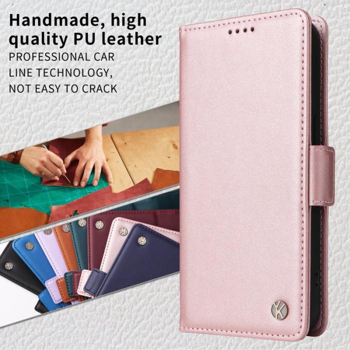 YIKATU - YIKATU Samsung Galaxy S26 Plus Plånboksfodral Konstläder Ställfunktion Roséguld