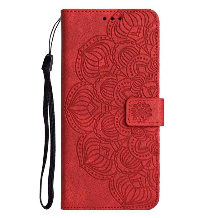OEM - iPhone 14 Pro Plånboksfodral Mandala Flower - Röd