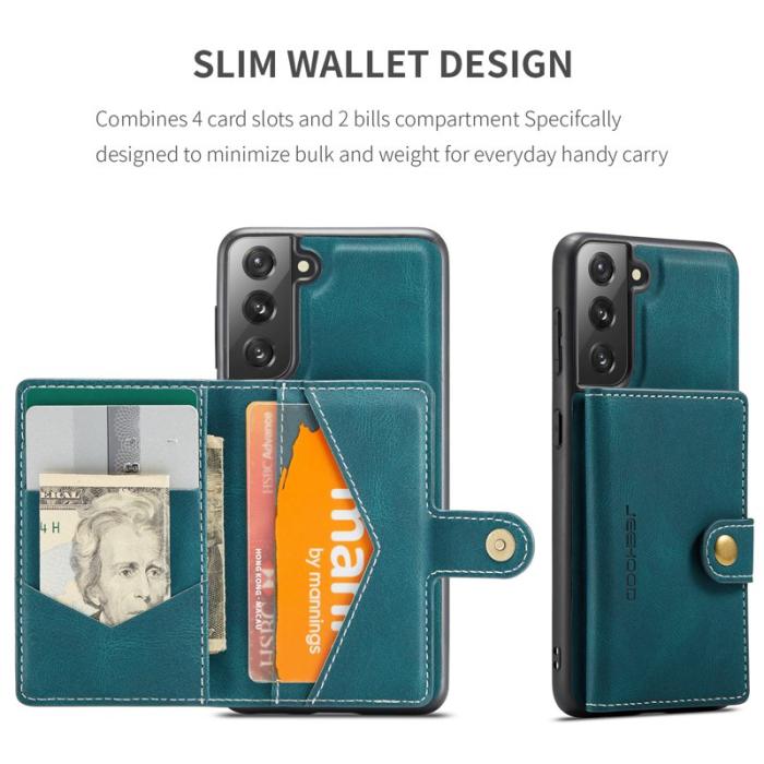 JEEHOOD - JEEHOOD Magnetic Wallet Mobilskal för Samsung Galaxy S21 FE 5G - Blå