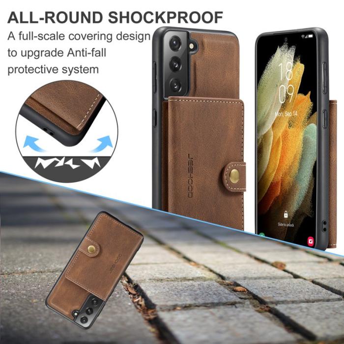 JEEHOOD - JEEHOOD Magnetic Wallet Mobilskal för Samsung Galaxy S21 FE 5G - Brun