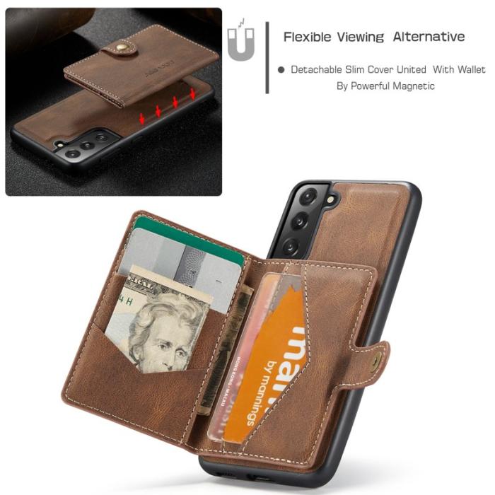 JEEHOOD - JEEHOOD Magnetic Wallet Mobilskal för Samsung Galaxy S21 FE 5G - Brun