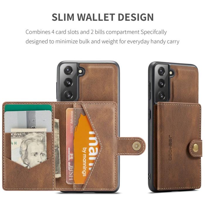 JEEHOOD - JEEHOOD Magnetic Wallet Mobilskal för Samsung Galaxy S21 FE 5G - Brun
