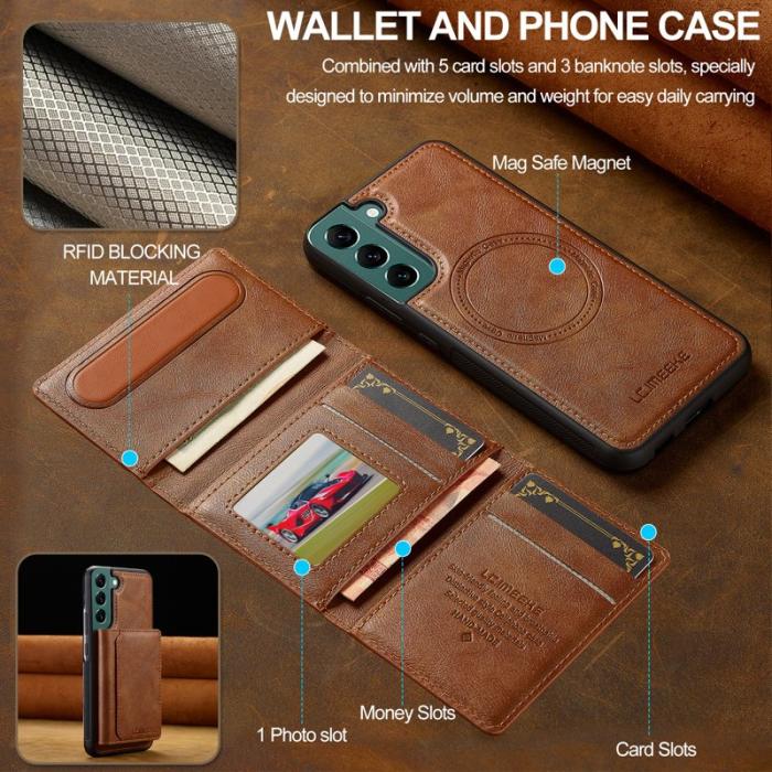 LC.imeeke - LC.IMEEKE L5 för Samsung Galaxy S22 5G Fodral KonstLäder - Brun