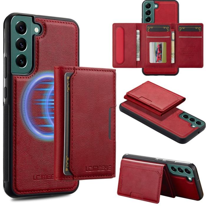 LC.imeeke - LC.IMEEKE L5 för Samsung Galaxy S22 5G Fodral KonstLäder - Röd