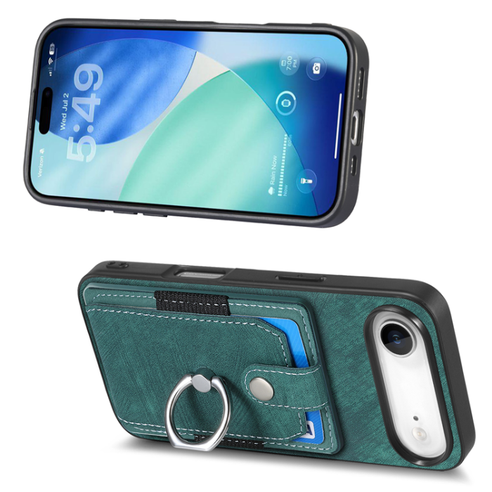 A-One Brand - iPhone Air Mobilskal med Korthållare Läder Kickstand - Grön