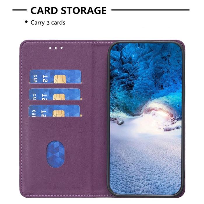 BINFEN COLOR - BINFEN Samsung Galaxy S26 Plus Skal Äkta Läder Med Ställ - Mörklila