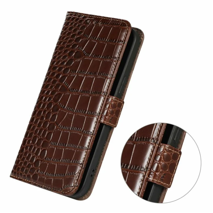 A-One Brand - iPhone 17 Pro Max Plånboksfodral Äkta läder Crocodile Texture