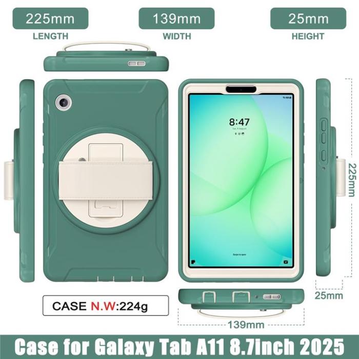 A-One Brand - Galaxy Tab A11 Skal Rotary Kickstand med Handrem