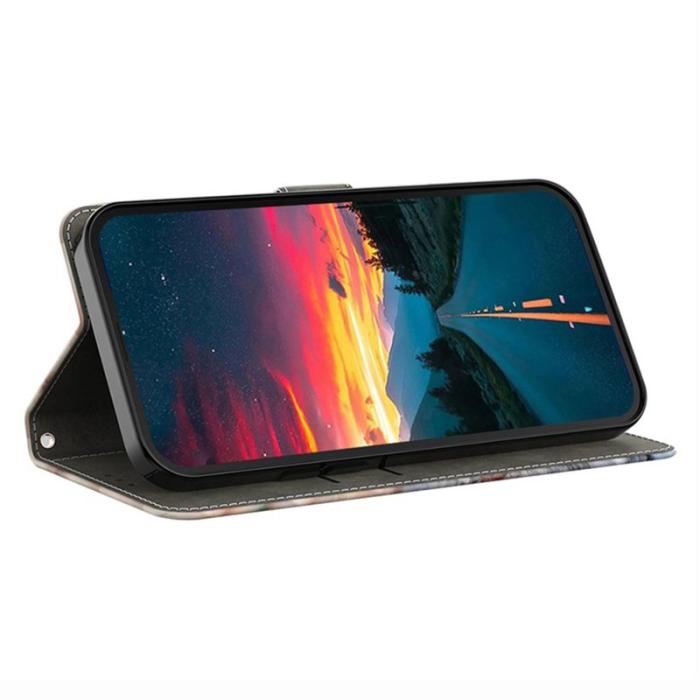OEM - Samsung Galaxy S26 Fodral Mönstertryck Ställ Läder Flip - Blommor