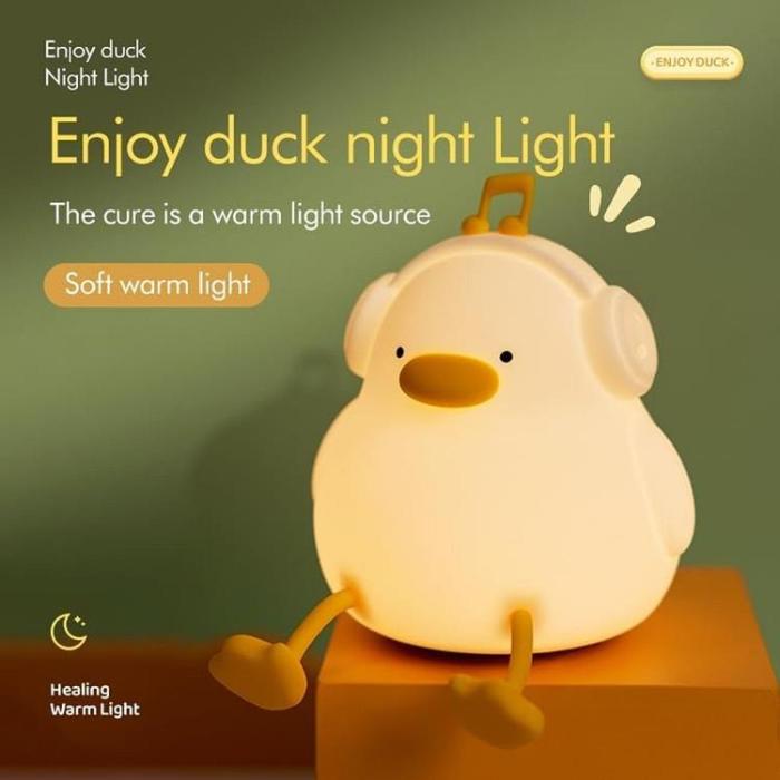 OEM - LED Nattlampa Tryck Duck Art Deco - Vit