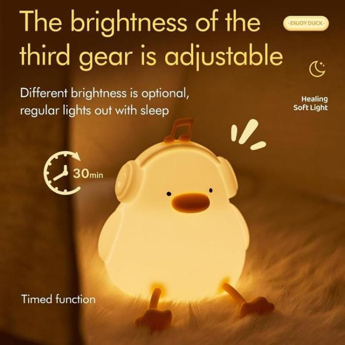 OEM - LED Nattlampa Tryck Duck Art Deco - Vit