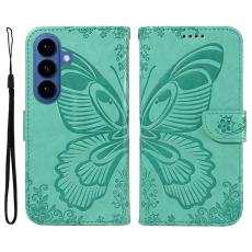 OEM - Samsung Galaxy S26 Plus Skal Fj&auml;rilsm&ouml;nster PU L&auml;der Flip - Gr&ouml;n