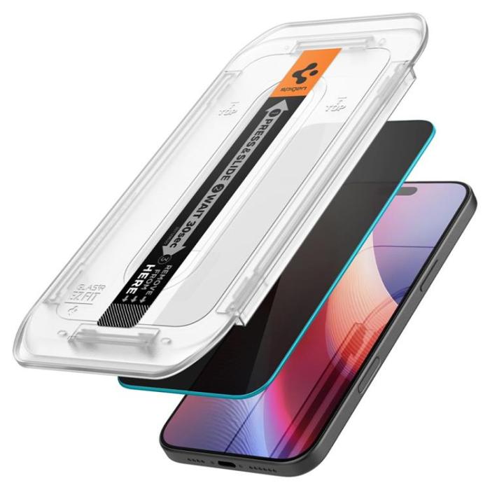 Spigen - [2-Pack] Spigen iPhone 16 Pro Max Skärmskydd Härdat glas TR. EZ Fit Privacy