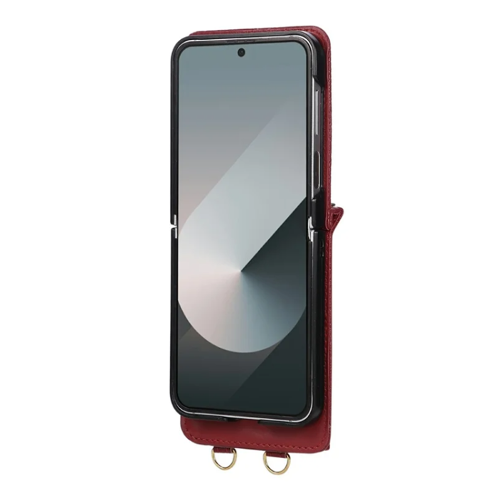 A-One Brand - Galaxy Z Flip 7 5G Mobilskal Korthållare Kickstand Rhombus - Röd