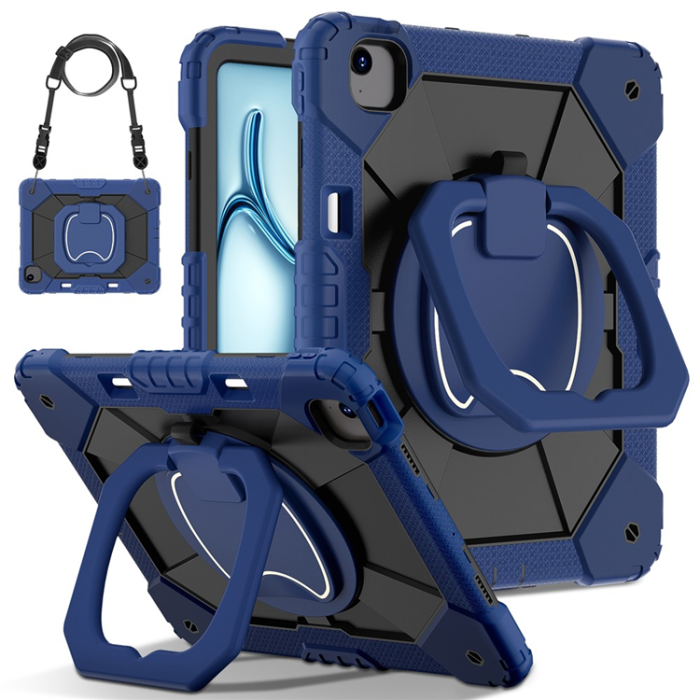 A-One Brand - iPad Air 13(2025/2024) Skal Kickstand Silikon+PC - Marinblå/Svart